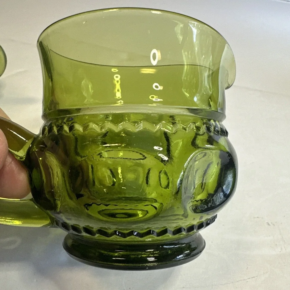 Set of Green Sugar and Creamer Dishes